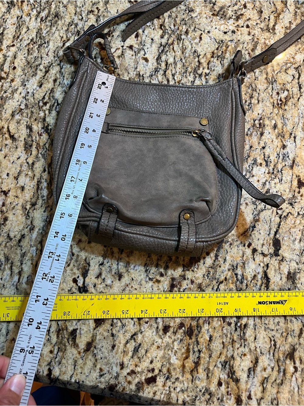 Women's Gray Crossbody Shoulder Bag - Classic Pebbled Leather Style Kmart brand